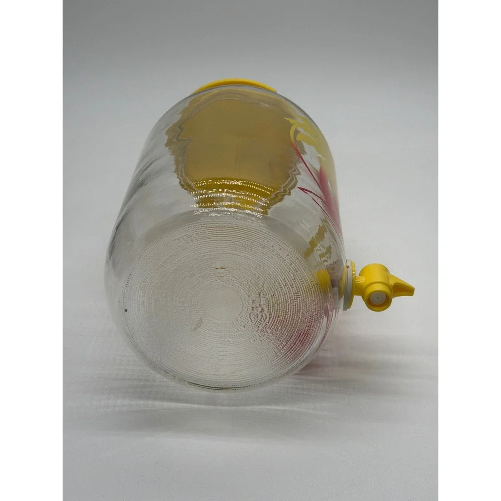 Vintage Sun Tea Glass Beverage Dispenser Palm Tree Tropical Retro 1 Gallon Jar